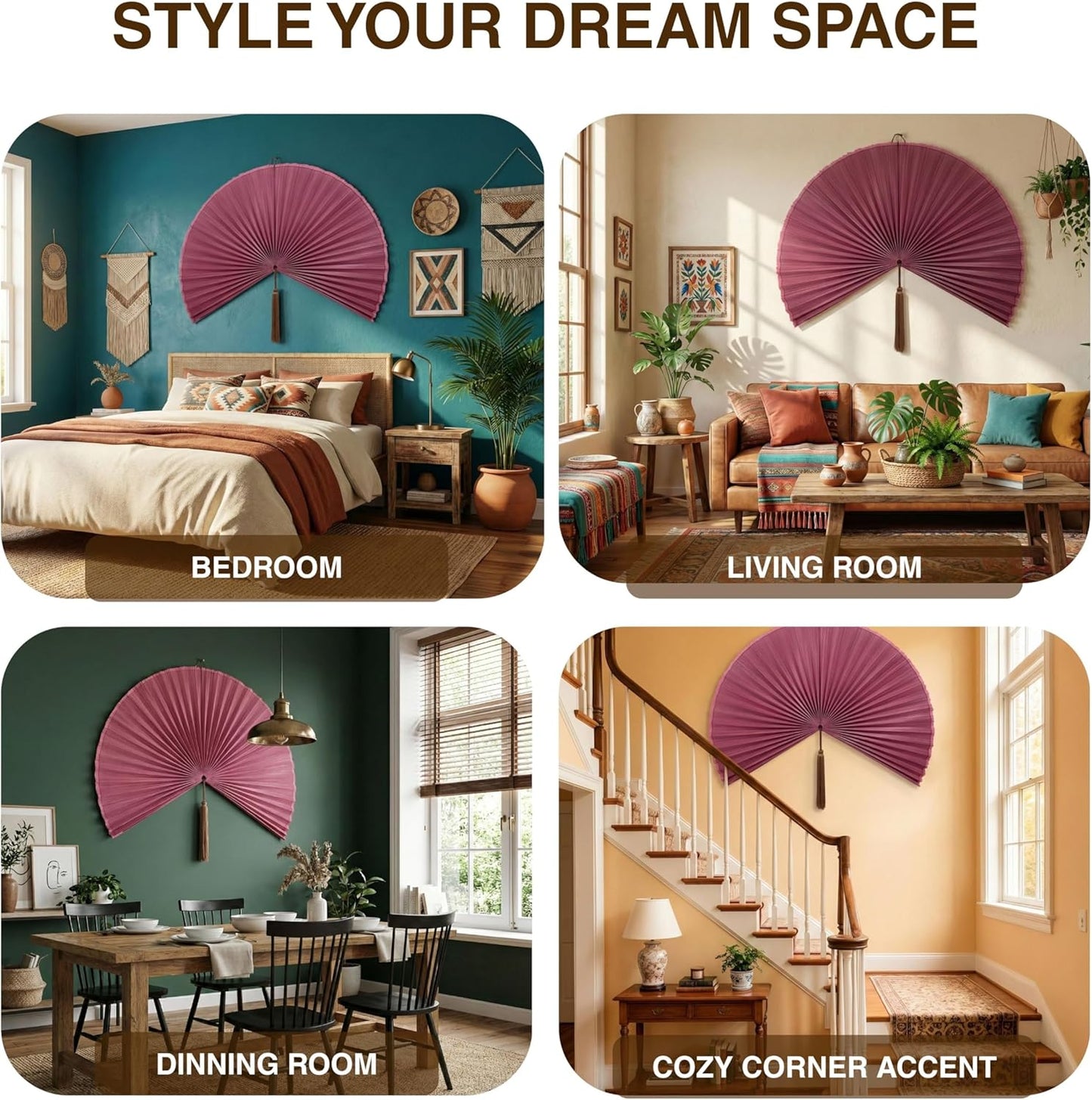 Elegant Pink Wall Fan Decor